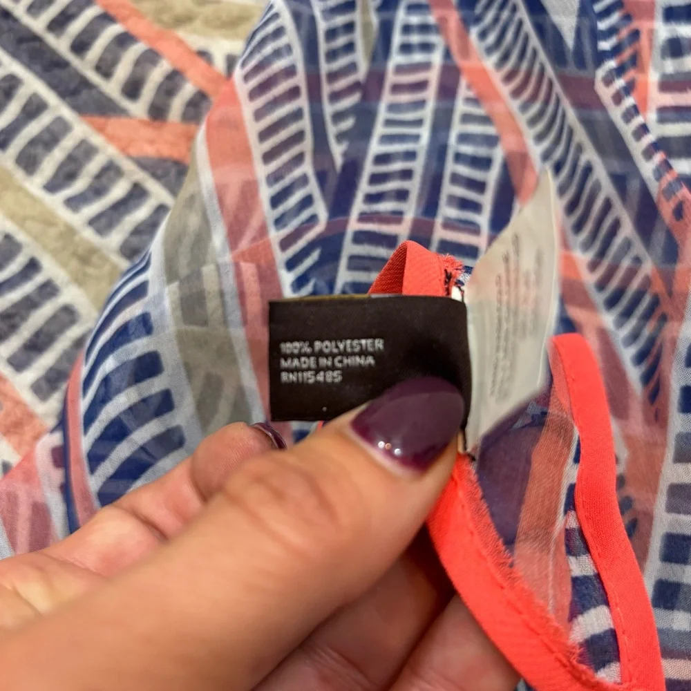 Ladies Dana Buchanan‎ Brand Sheer Blue, White and Orange Neck Scarf